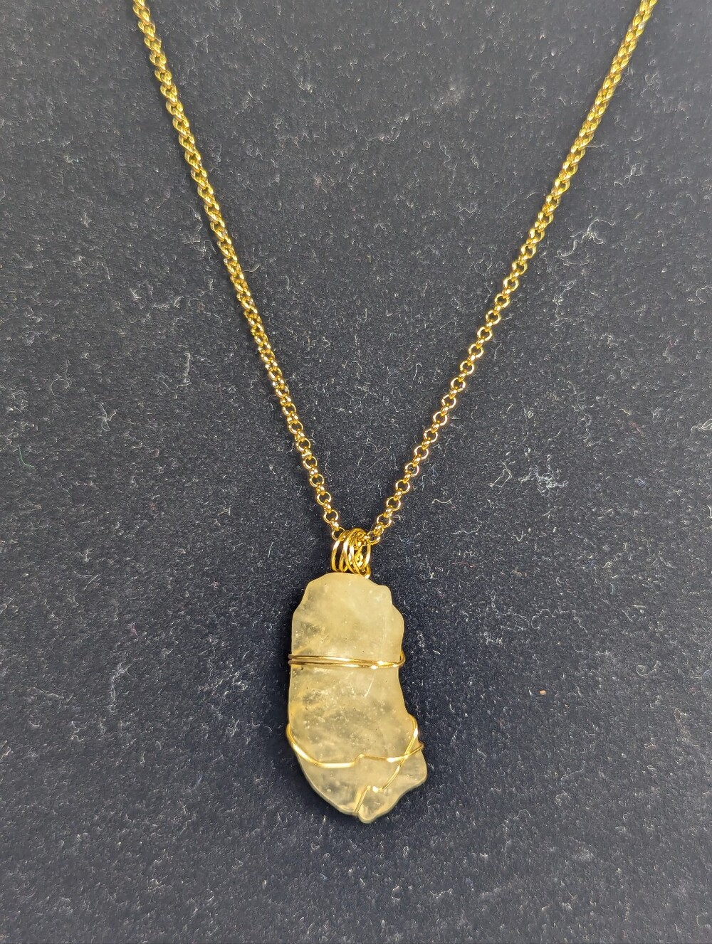 Libyan Desert Glass Tektite Necklace- 20 Inch Chain 1 1/2 Inch Pendant